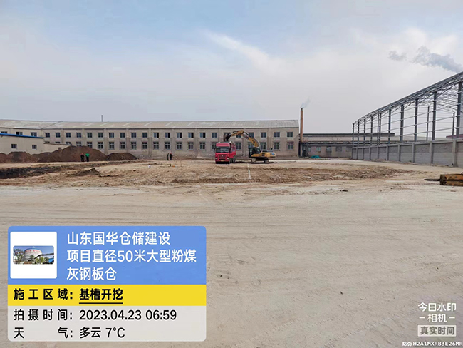 新疆大型粉煤灰钢板仓直径50米项目进场